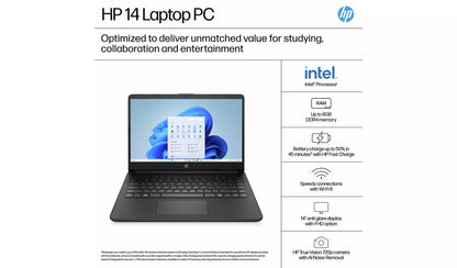 HP 14s-dq3001na 14in Intel Celeron 4GB 64GB Laptop - Black