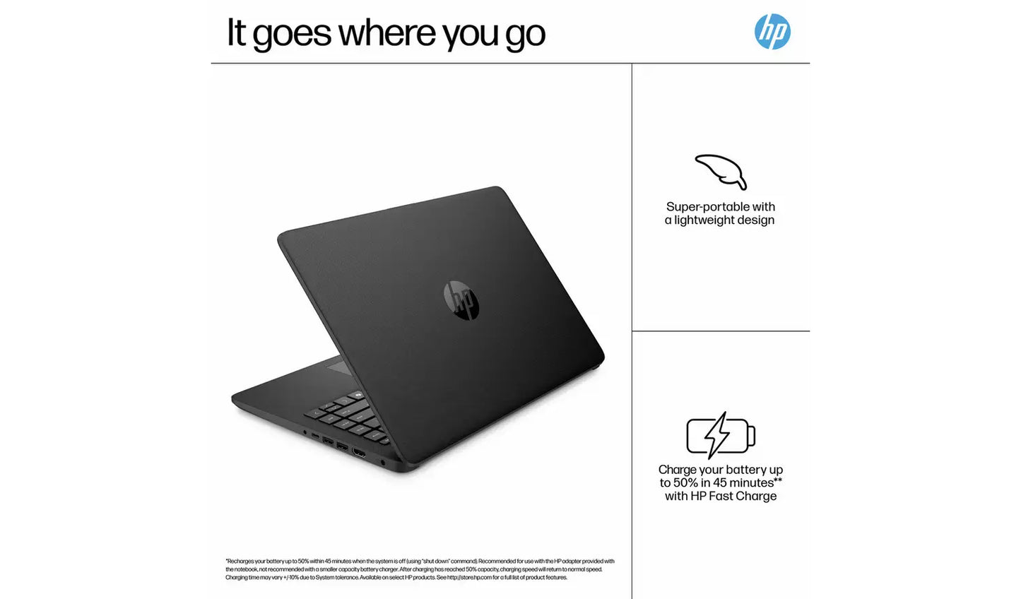 HP 14s-dq3001na 14in Intel Celeron 4GB 64GB Laptop - Black