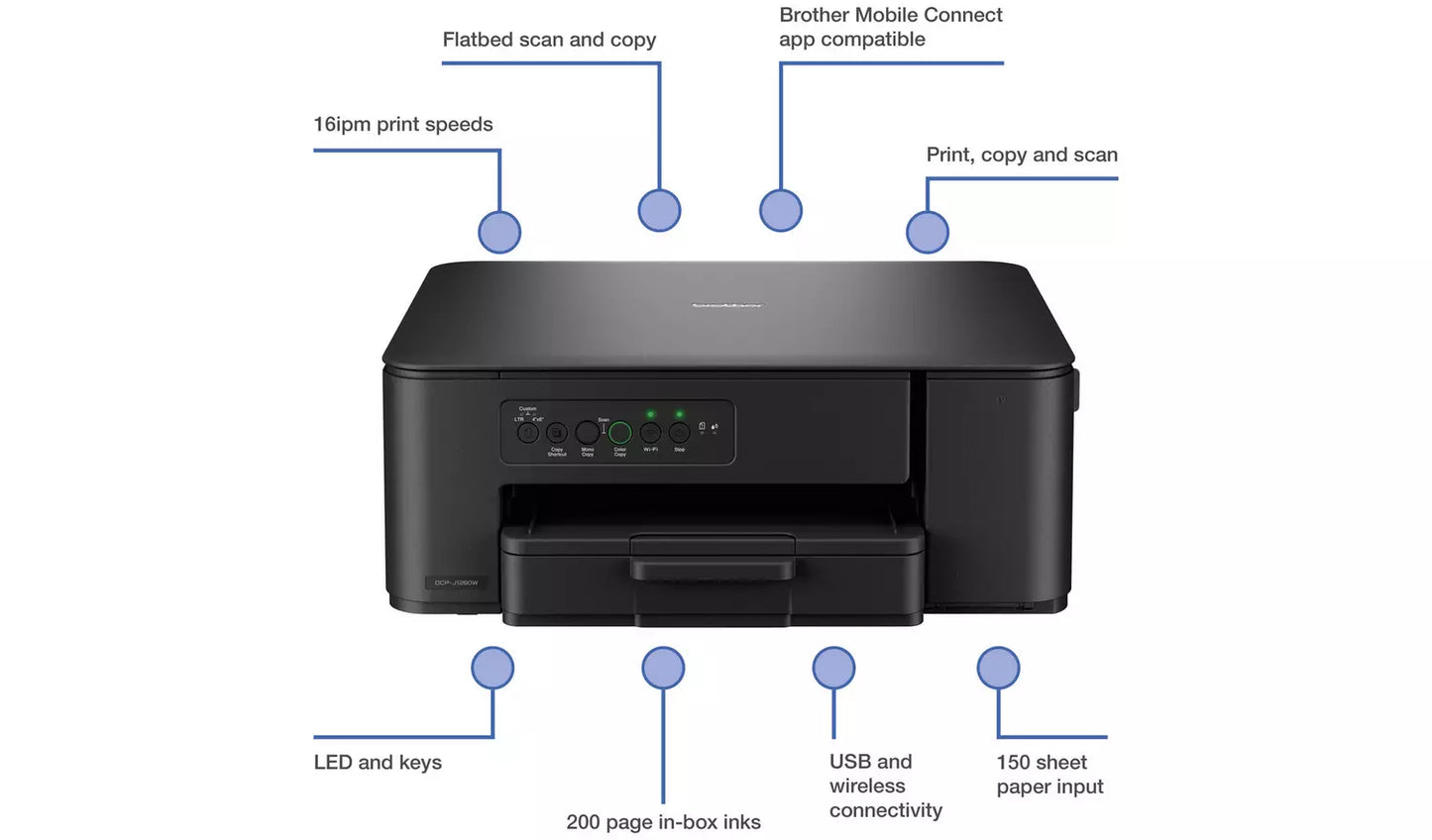 Brother DCP-J1260W Compact 3-in-1 Wireless Inkjet Printer