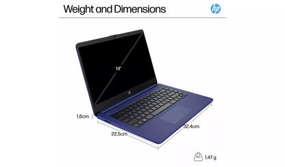 HP 14-dq6001na 14 Inch Intel N150 4GB 128GB Laptop - Blue