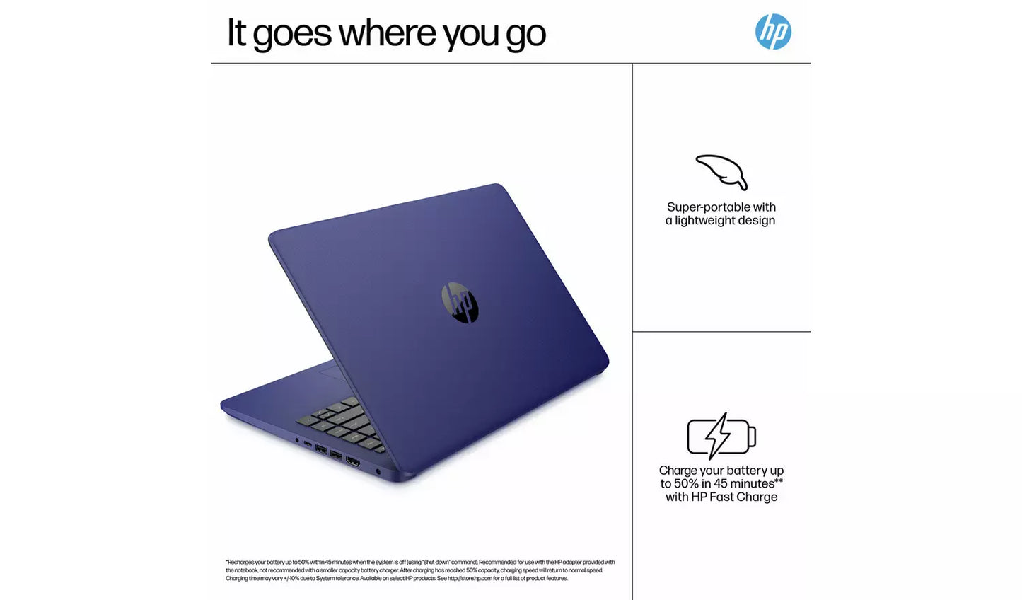 HP 14-dq6001na 14 Inch Intel N150 4GB 128GB Laptop - Blue