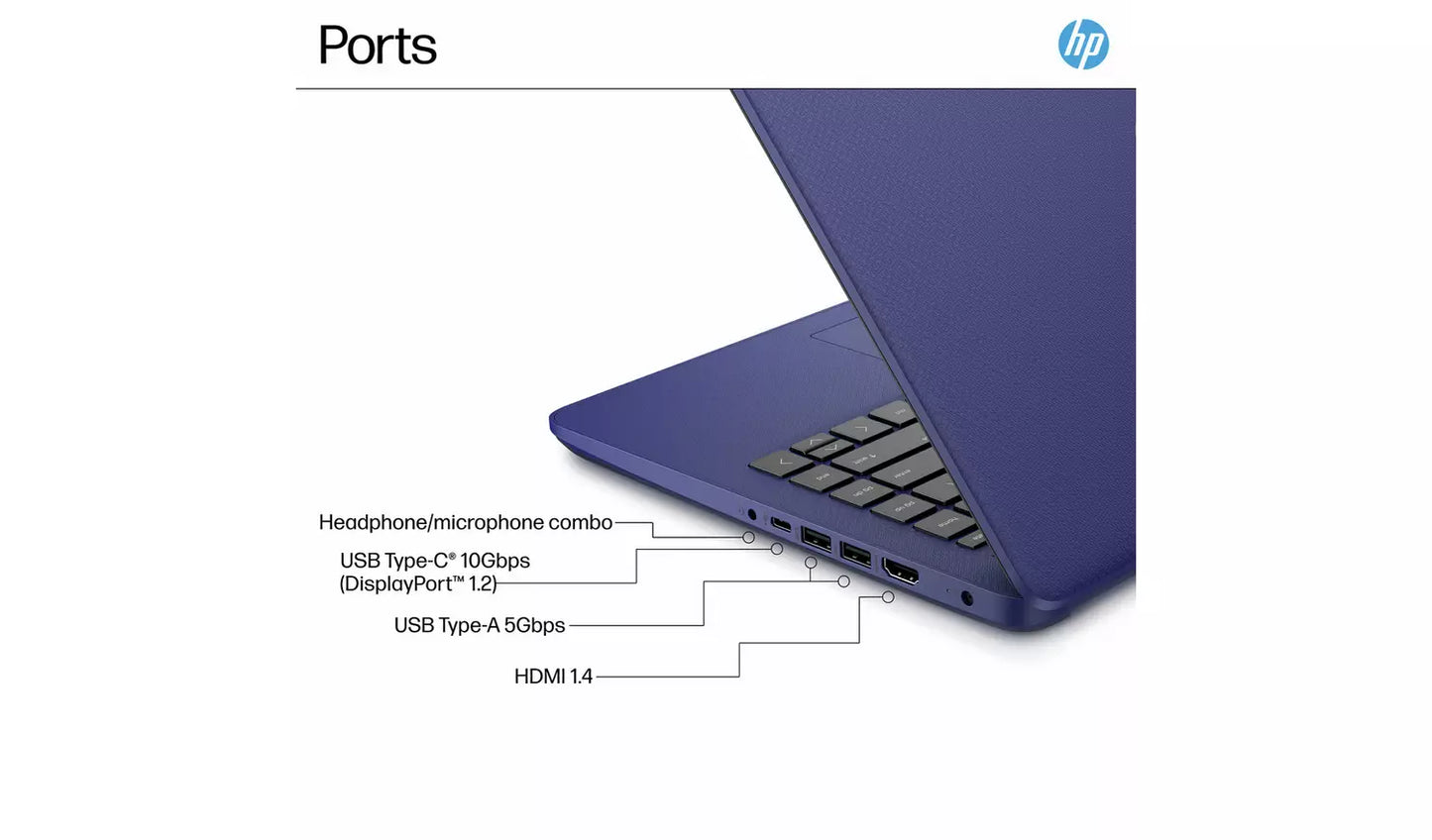 HP 14-dq6001na 14 Inch Intel N150 4GB 128GB Laptop - Blue