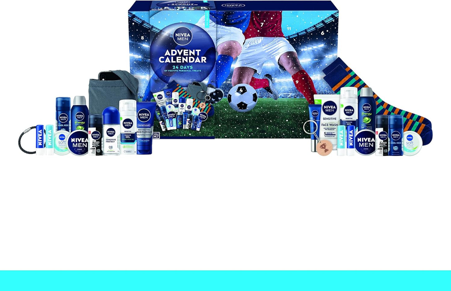NIVEA MEN Advent Calendar 2025 Gift Set (24 Products) - Men Gift Set - Includes Men's Moisturiser, Face Wash, Shower Gel, Post Shave Balm, Lip Balms, Anti-Perspirants and More