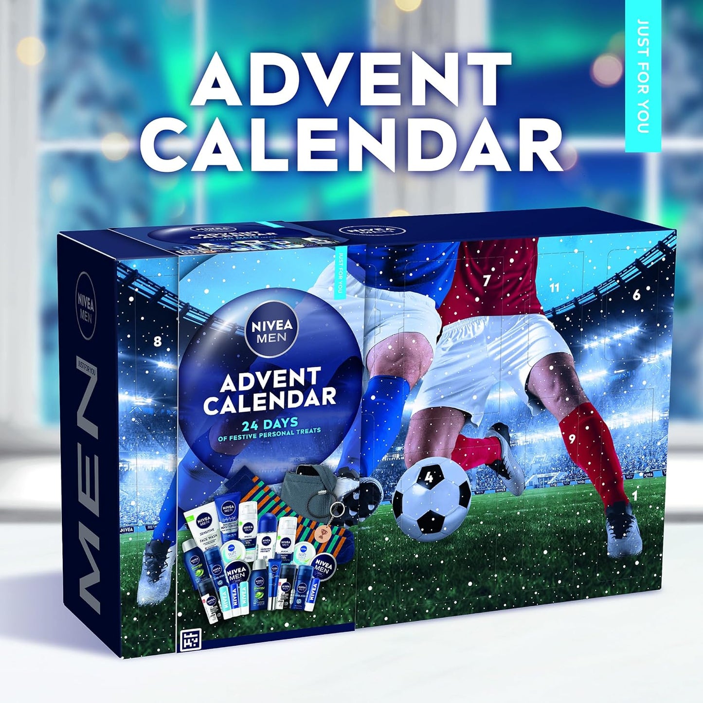 NIVEA MEN Advent Calendar 2025 Gift Set (24 Products) - Men Gift Set - Includes Men's Moisturiser, Face Wash, Shower Gel, Post Shave Balm, Lip Balms, Anti-Perspirants and More