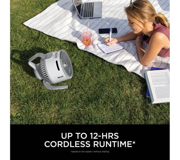 SHARK FlexBreeze HydroGo FA050UKDV Portable 6.8" Misting Turbo Fan - Dove Grey & Cool Gray