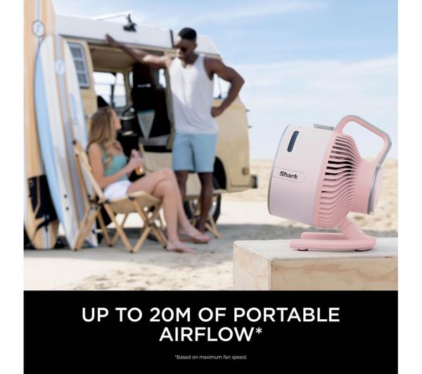 SHARK FlexBreeze HydroGo FA050UKPK Portable 6.8" Misting Turbo Fan - Ballet Pink & Cool Gray