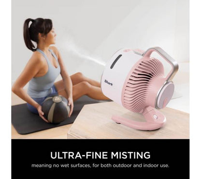 SHARK FlexBreeze HydroGo FA050UKPK Portable 6.8" Misting Turbo Fan - Ballet Pink & Cool Gray