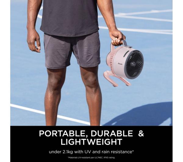 SHARK FlexBreeze HydroGo FA050UKPK Portable 6.8" Misting Turbo Fan - Ballet Pink & Cool Gray