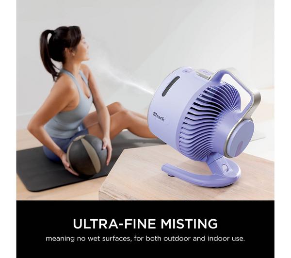 SHARK FlexBreeze HydroGo FA050UKLV Portable 6.8" Misting Turbo Fan - Lavendar Purple & Cool Gray