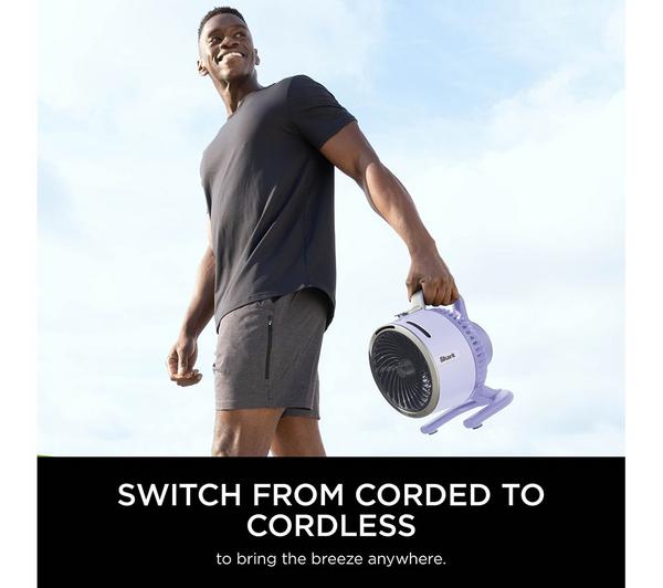 SHARK FlexBreeze HydroGo FA050UKLV Portable 6.8" Misting Turbo Fan - Lavendar Purple & Cool Gray