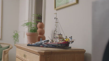 LEGO Ideas Jaws Set for Adults with Model Shark & Boat 21350