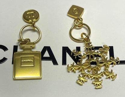 Chanel Charm Gold Tone Collectable Snowflake & Bottle Logo Charm Limited Edition