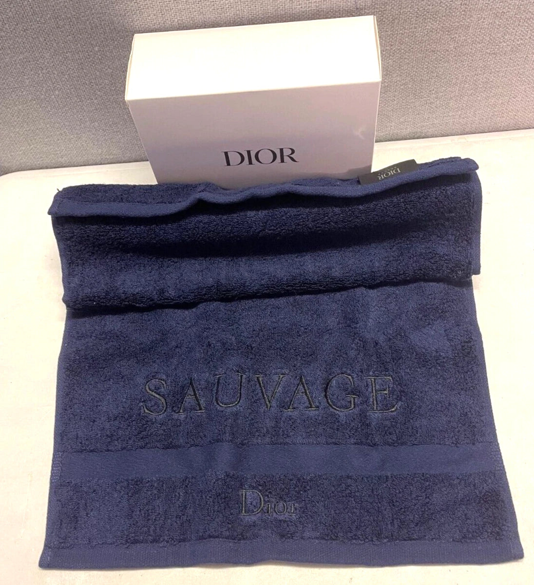 Christian Dior SAUVAGE SERVITTE Towel Dark Navy Blue Cotton /58x30cm