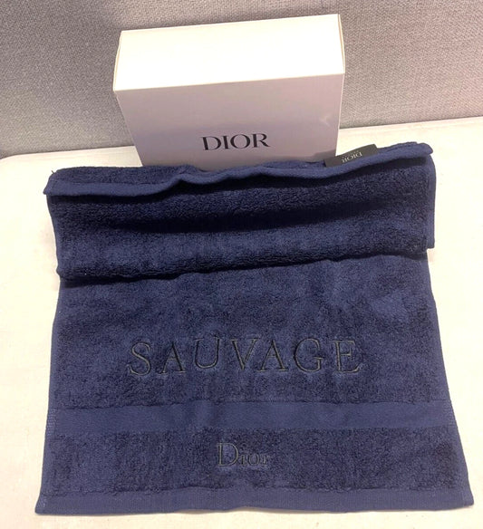 Christian Dior SAUVAGE SERVITTE Towel Dark Navy Blue Cotton /58x30cm