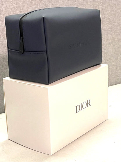 Dior Beauty Navy Toiletry waterbased PU+RPET Pouch SAUVAGE Logo Travel Bag