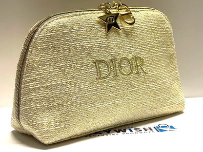 NEW DIOR Beauty Gold & Cream Make-up & Cosmetics Bag, Pouch w/Zip