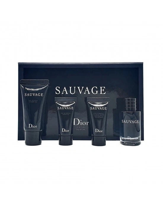 Dior Sauvage Mini EDT Shower Shaving Gel Face Beard Moisturizer 4-Pc Travel Set