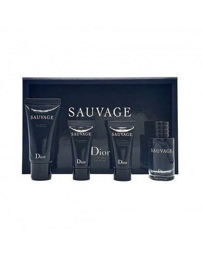 Dior Sauvage Mini EDT Shower Shaving Gel Face Beard Moisturizer 4-Pc Travel Set