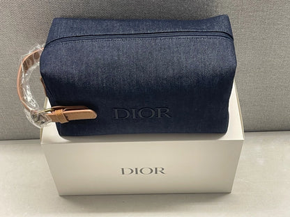 DIOR 2025 Beauty Pouch Blue Denim Makeup BagToiletry Travel Case LIMITED EDITION