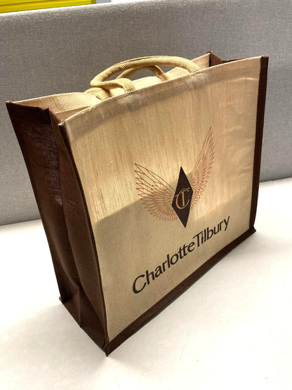 Charlotte Tilbury Large Tote Bag Beige juco SIZE 46CM/40CM/17CM