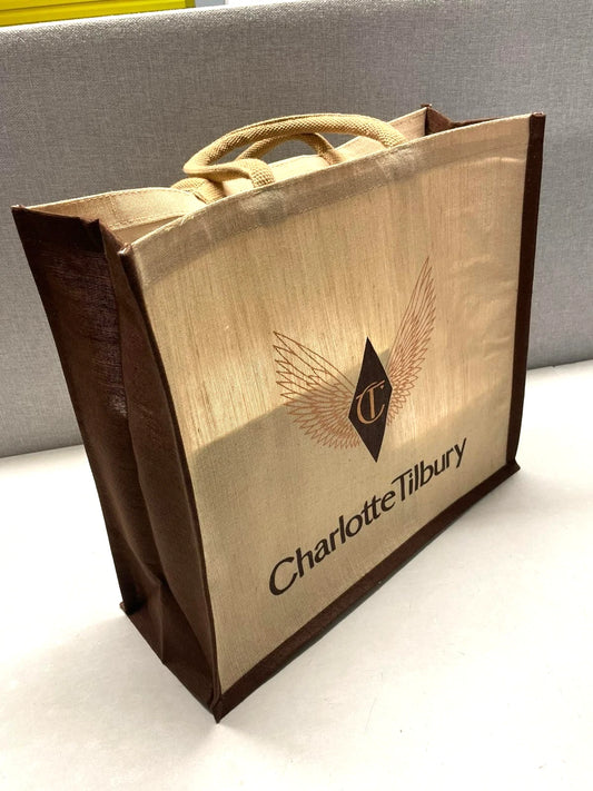 Charlotte Tilbury Large Tote Bag Beige juco SIZE 46CM/40CM/17CM