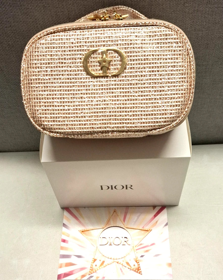 Christian Dior Beauty Gold Vanity Pouch & Box Holiday 2025 NEW
