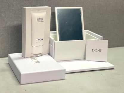Christian Dior Beautiful White Lacquered Wooden Box With Mirror & Cleanser
