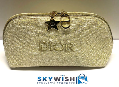 NEW DIOR Beauty Gold & Cream Make-up & Cosmetics Bag, Pouch w/Zip