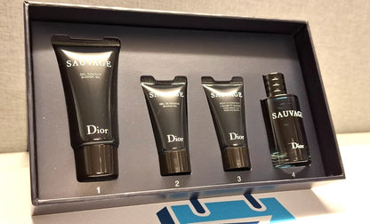 Dior Sauvage Mini EDT Shower Shaving Gel Face Beard Moisturizer 4-Pc Travel Set