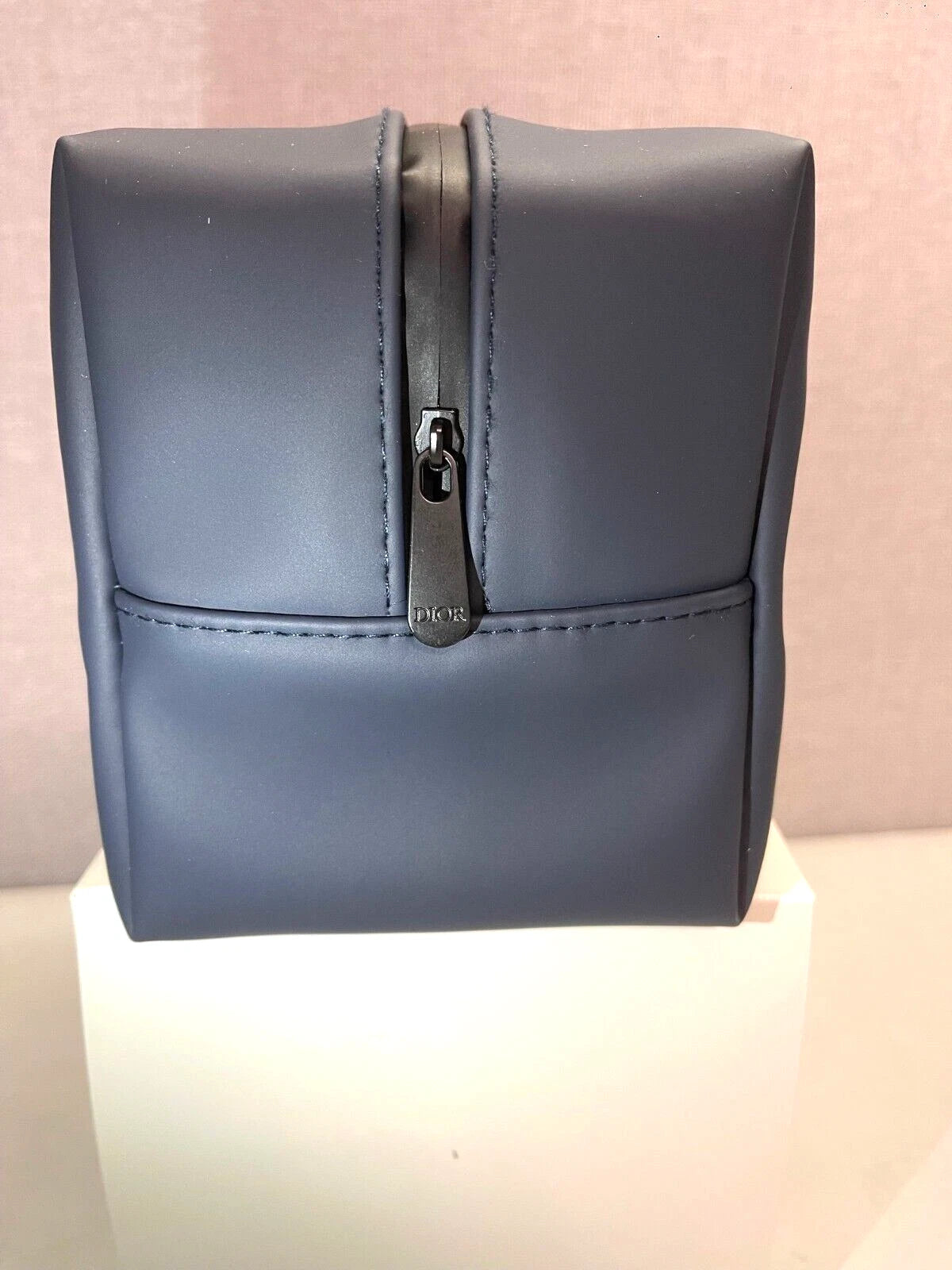 Dior Beauty Navy Toiletry waterbased PU+RPET Pouch SAUVAGE Logo Travel Bag