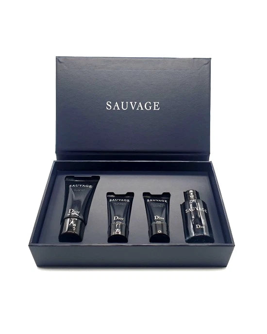 Dior Sauvage Mini EDT Shower Shaving Gel Face Beard Moisturizer 4-Pc Travel Set