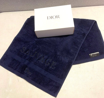 Christian Dior SAUVAGE SERVITTE Towel Dark Navy Blue Cotton /58x30cm