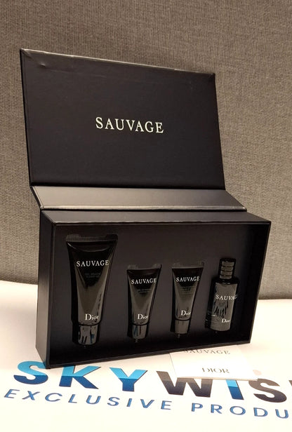 Dior Sauvage Mini EDT Shower Shaving Gel Face Beard Moisturizer 4-Pc Travel Set