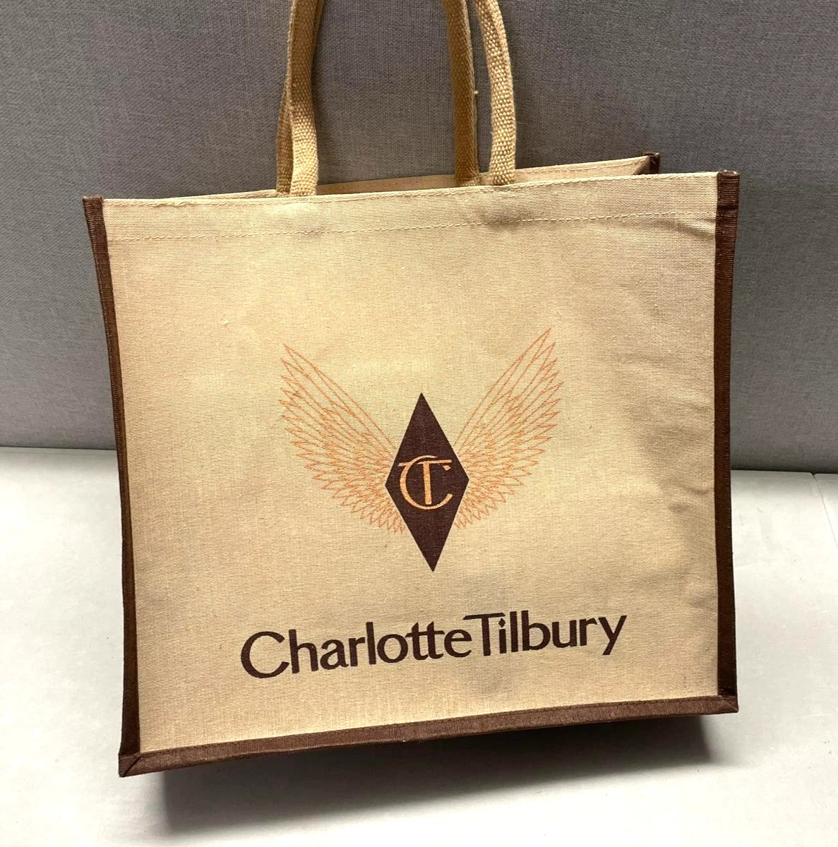 Charlotte Tilbury Large Tote Bag Beige juco SIZE 46CM/40CM/17CM