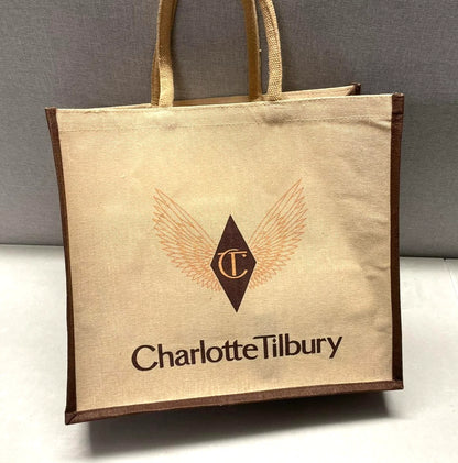 Charlotte Tilbury Large Tote Bag Beige juco SIZE 46CM/40CM/17CM