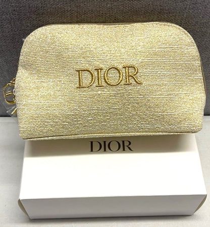 DIOR Gold Makeup Clutch Bag Holiday Christmas Limited Edition 2024 +parfum set