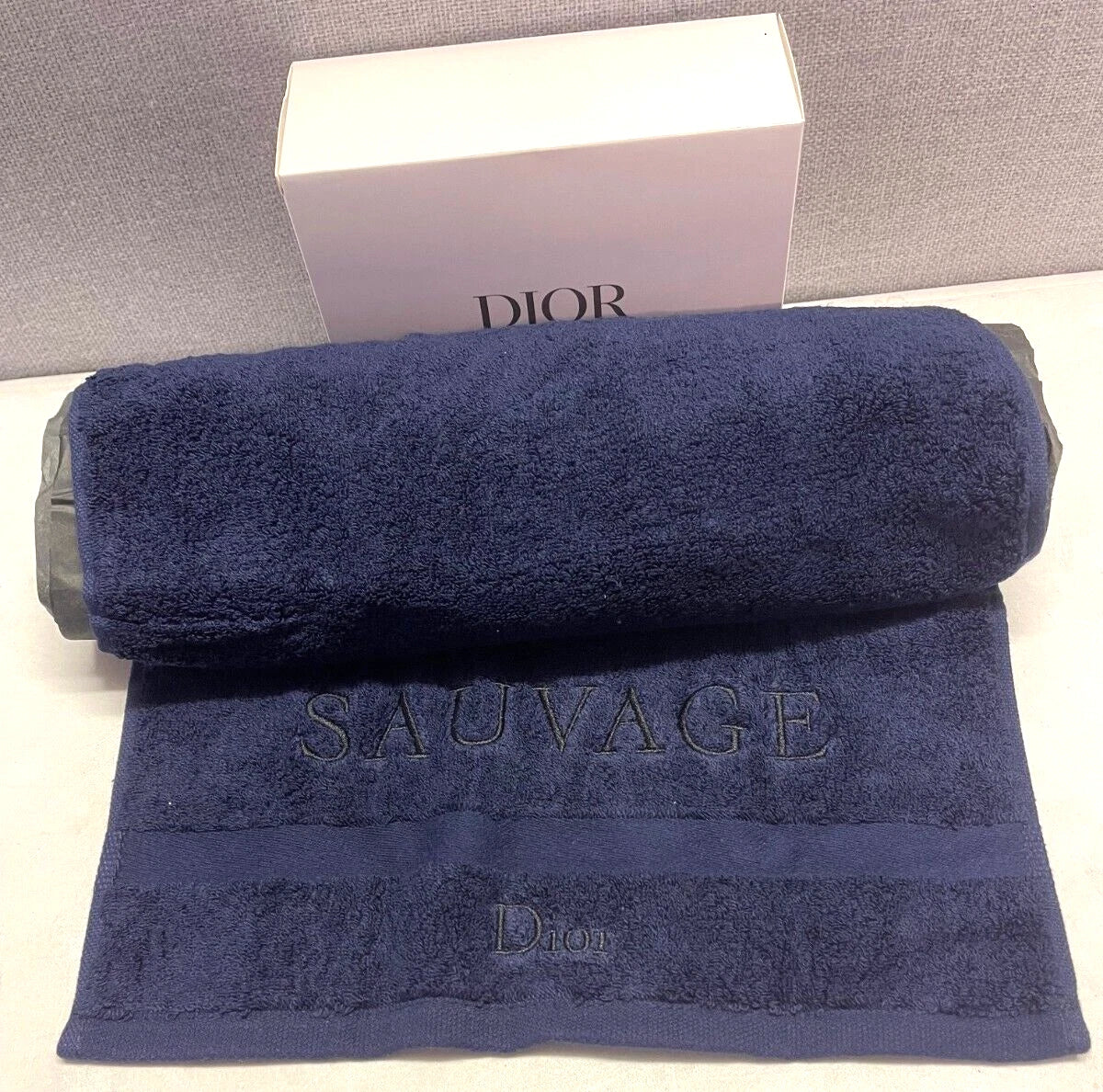 Christian Dior SAUVAGE SERVITTE Towel Dark Navy Blue Cotton /58x30cm