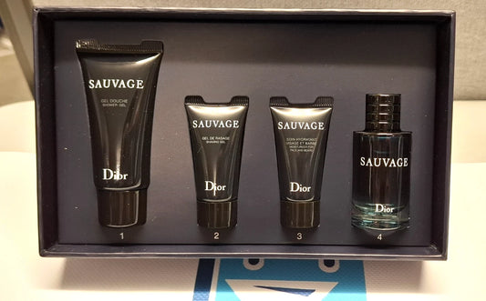 Dior Sauvage Mini EDT Shower Shaving Gel Face Beard Moisturizer 4-Pc Travel Set