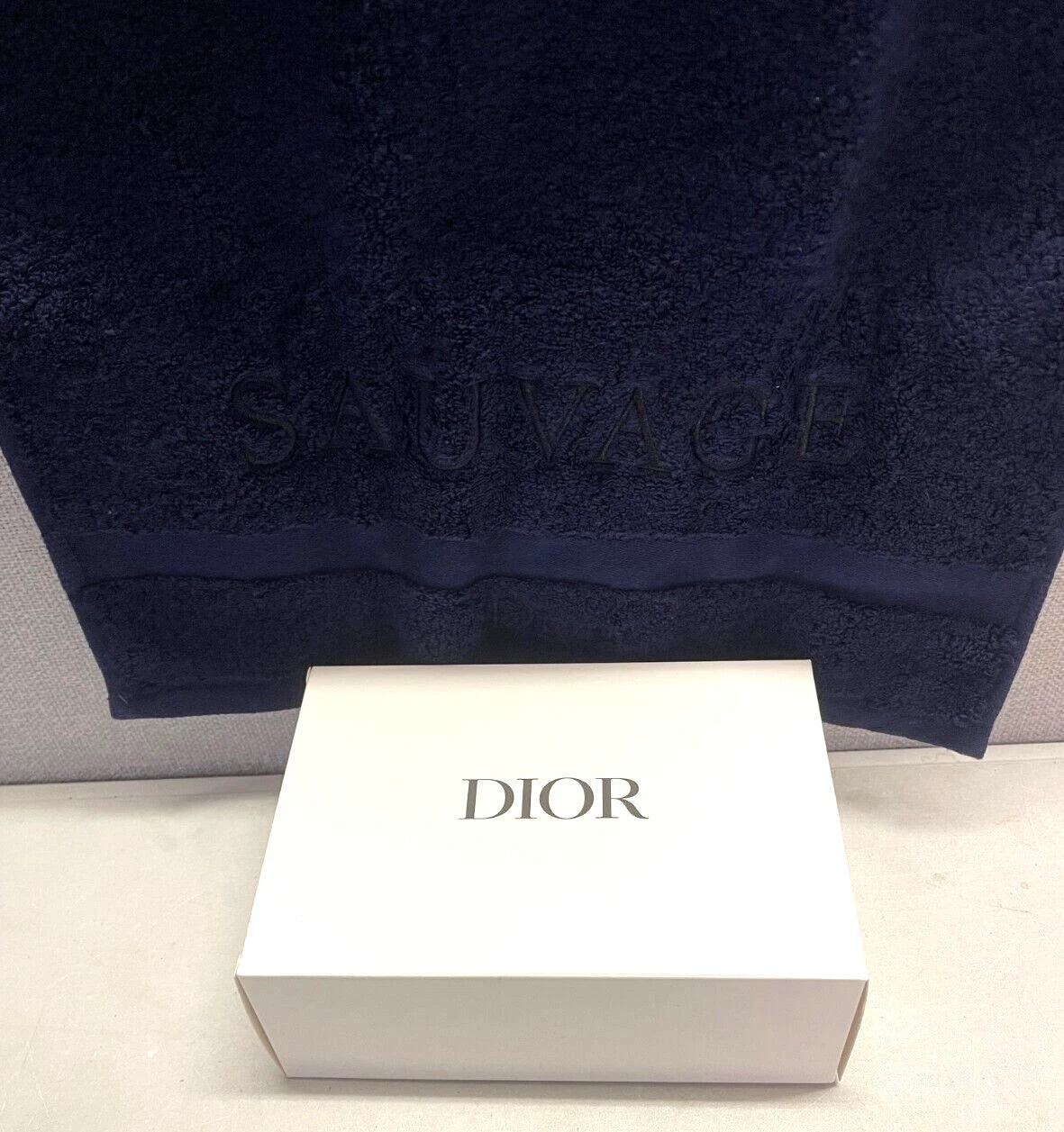 Christian Dior SAUVAGE SERVITTE Towel Dark Navy Blue Cotton /58x30cm
