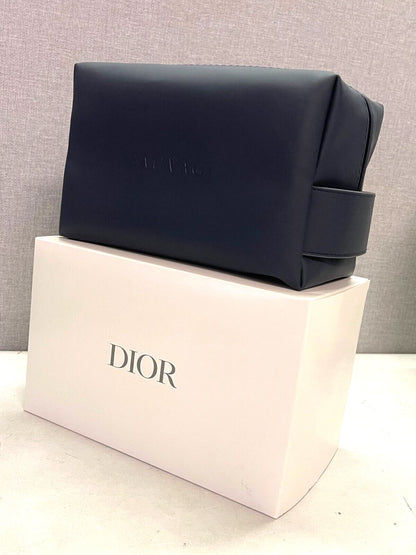Dior Beauty Navy Toiletry waterbased PU+RPET Pouch SAUVAGE Logo Travel Bag
