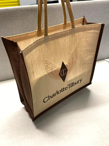 Charlotte Tilbury Large Tote Bag Beige juco SIZE 46CM/40CM/17CM
