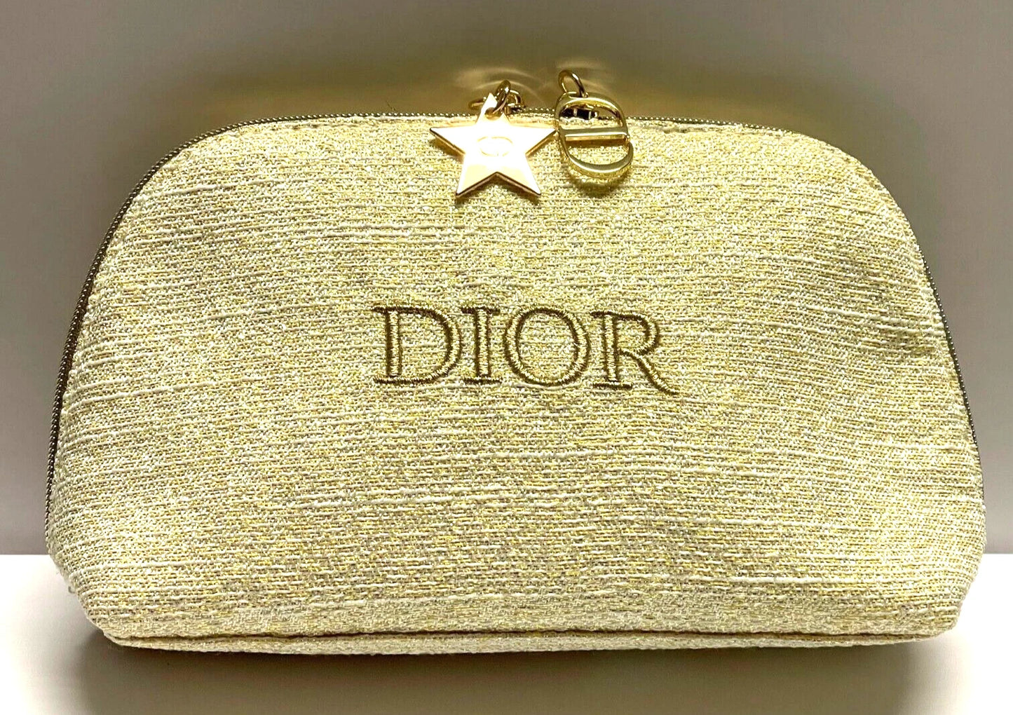 NEW DIOR Beauty Gold & Cream Make-up & Cosmetics Bag, Pouch w/Zip