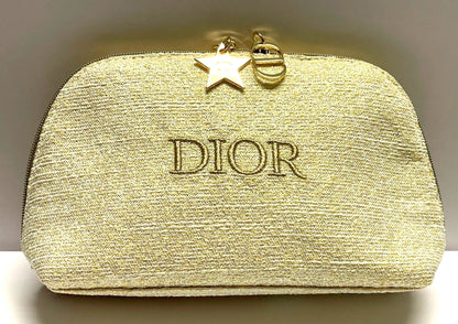 NEW DIOR Beauty Gold & Cream Make-up & Cosmetics Bag, Pouch w/Zip