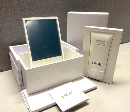 Christian Dior Beautiful White Lacquered Wooden Box With Mirror & Cleanser BNIB