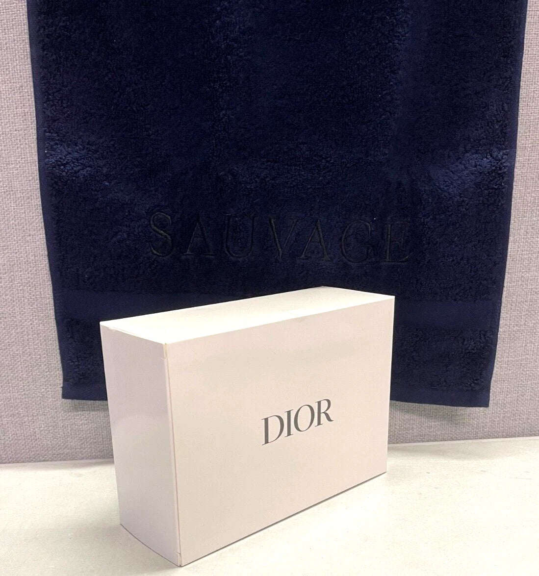 Christian Dior SAUVAGE SERVITTE Towel Dark Navy Blue Cotton /58x30cm